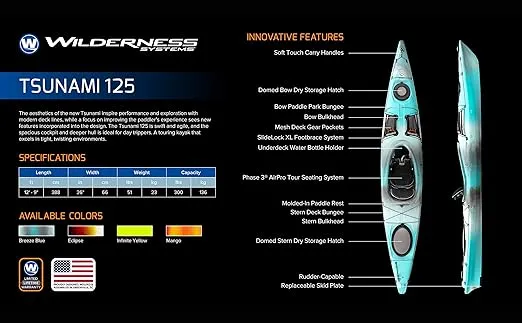 Wilderness Systems Tsunami 125 - Sit Inside Touring Kayak - Multiple Storage Options - 12.6 ft