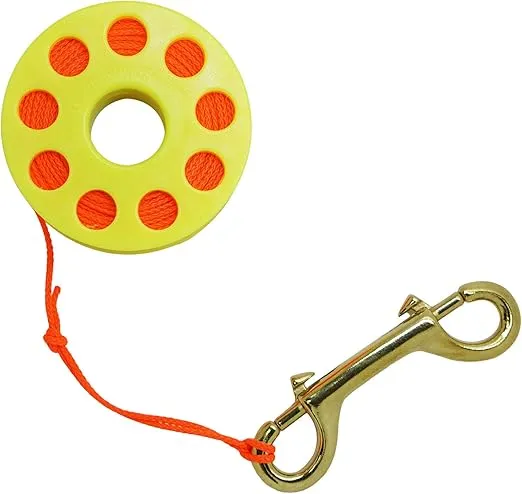 Scuba Choice Diving Yellow Compact Finger Spool 65ft Dive Reel- Orange Line