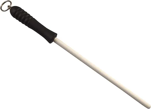 Fine Ceramic Sharpening Rod (12", Black Handle)