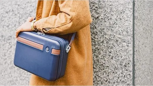Samsonite Virtuosa Hardside Train Case, Crossbody Travel Makeup Case with Removable Strap, Navy