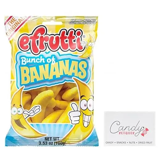eFrutti Gummi Candy 3.5oz Bags (Bunch of Bananas) | With Candy Retailer Sticker