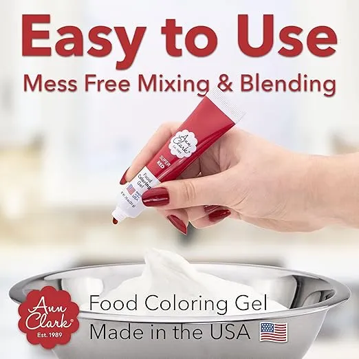Ann Clark Professional-Grade Gel Food Coloring Made in USA .7 oz, 6 Colors