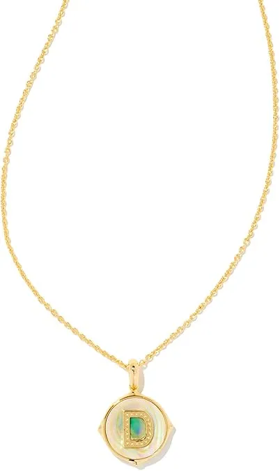 Kendra Scott 14k Gold-Plated Brass Letter A-Z Disc Reversible Pendant Necklace, Fashion Jewelry for Women