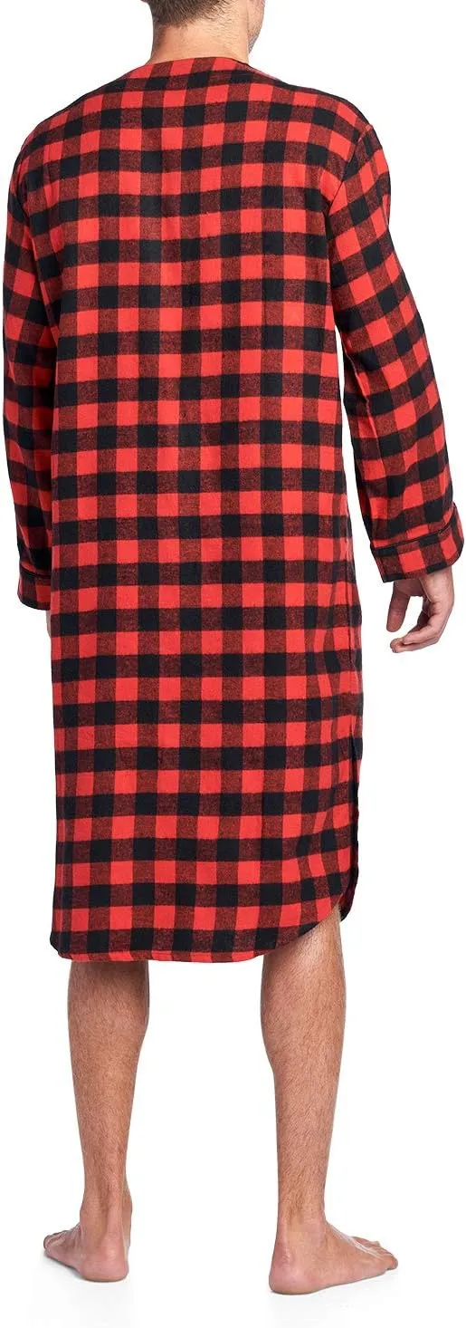 Ashford & Brooks Mens Flannel Long Sleeve Sleep Nightshirt