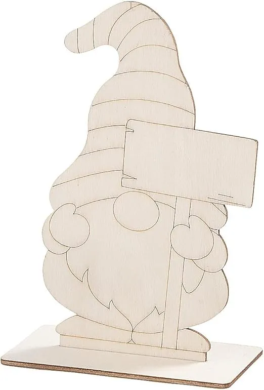 DIY Unfinished Wood Gnomes with Sign Stand-Up, 12 Pieces