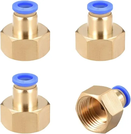 uxcell Push to Connect Tube Fitting Adapter 8mm Tube OD x G1/2 Female Straight Pneumatic Connecter Connect Pipe Fitting 4pcs