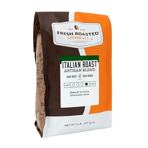 Fresh Roasted Coffee, Italian Roast, 2 lb (32 oz), Dark, Kosher, Ground, 2 Pound (Pack of 1)