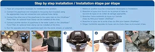 Aquascape 95053 UltraKlean 2000 Gallon Biological Pressure Filter with 14 Watt UV Clarifier Sterilizer for Pond Water Feature, 2,700 GPH Black