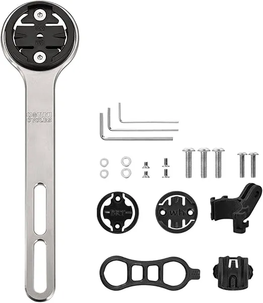 corki Cycles Titanium Bike Computer Mount - Out Front Cycling Computer Mount for Road Bikes Integrated Handlebar, Compatible with GM Wahoo Bryton Cateye Bike Mount