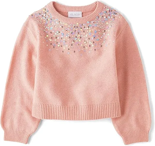 The Children's Place Girls' Long Sleeve Crew Neck Pullover Sweater