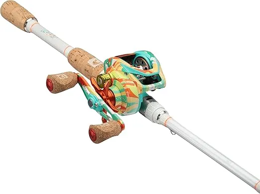 ProFISHiency: 7’2” Krazy Baitcast Combo | 6.6:1 or 7.3:1 Gear Ratio | 30 TON Carbon Blank | Premium Cork Split Grip Handle | Zero Play Anti-Reverse