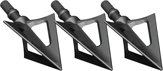 G5 Montec Pre-Season Archery Hunting Durable Fixed Blades Steel 1-Piece Construction Screw-in Broadheads with Rounded Edges for Bow Arrows - Pack of 3
