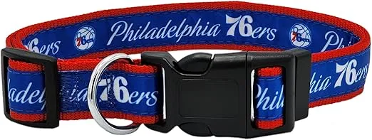 New & Improved Pets First NBA PET Collar Philadelphia 76ERS Dog Collar, Size Medium Basketball Team Collar for Dogs & Cats. A Shiny & Colorful Dog & Cat Collar Licensed by The NBA