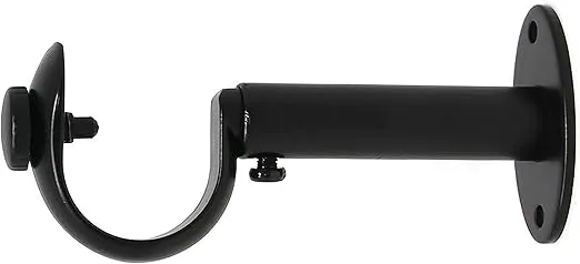 Urbanest Adjustable Solid Zinc Curtain Rod Bracket Wall Holder, Fits Up to 1 1/8" or 1 1/4" Rod, 1 Piece - Black