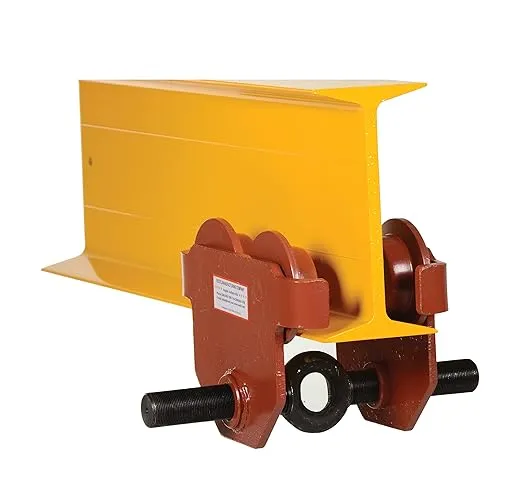 Vestil E-MT-2 Steel Low Profile Eye Manual Push Trolley, 2,000-lb. Capacity, 2-1/4 - 10-1/8" I-Beam Flange, 2-5/8" Headroom , Orange