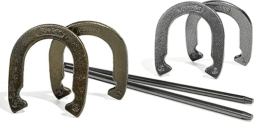 Franklin Sports Horseshoes Sets - Metal Horseshoe Game Sets for Adults + Kids - Official Weight Steel Horseshoes - Beach + Lawn Horseshoes Sets - Sets Include (4) Horseshoes and (2) Ground Stakes