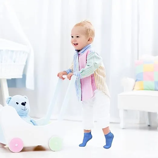 Tphon Non Slip Toddler Socks 12 Pairs Infant Baby Kids Grip Socks for Boy Girls Anti Skid Ankle Socks for 0-7 Year Children
