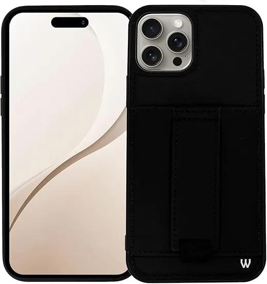WALLI CASES for iPhone 13 Pro Max Case - Phone Case with Card Holder, Kickstand & Finger Strap - Vegan Leather - Wallet Phone Case - Aesthetic Phone Case Compatible with iPhone 13 Pro Max