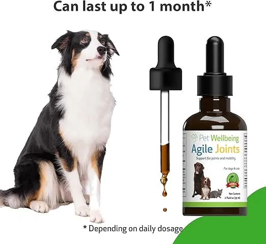 Pet Wellbeing Agile Joints for Dogs - Hip and Joint Health, Mobility, Devil’s Claw, Boswellia, Joint Ligament and Cartilage - Veterinarian-Formulated Herbal Supplement 2 oz (59 ml)
