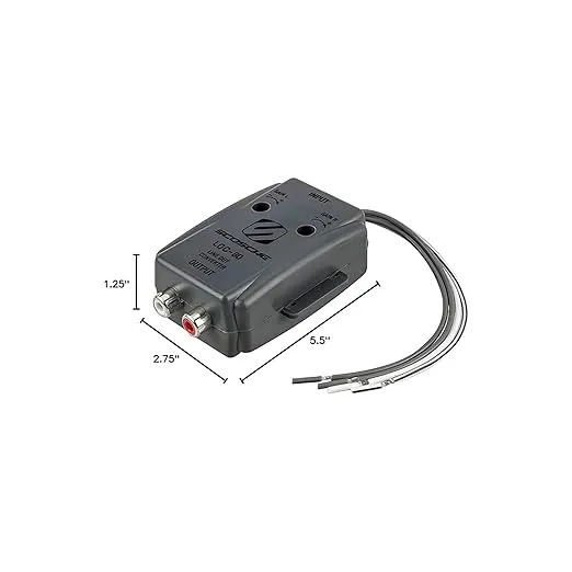 Scosche LOC80 Line Output Converter - 2 Channel High/Low RCA Converter Car Audio - Ideal for Subwoofer Amp - Line Level Converter for Car Stereo Amplifier - Easy Installation - Quality Sound