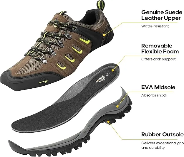 NORTIV 8 Men's Waterproof Hiking Shoes Leather Low-Top Hiking Shoes for Outdoor Trailing Trekking Camping Walking