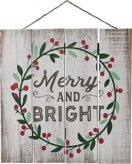 National Tree Company Christmas Sign, 13 in, White