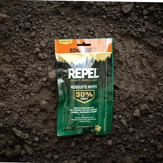 Repel Insect Repellent Mosquito Wipes 30% DEET, 20-ct