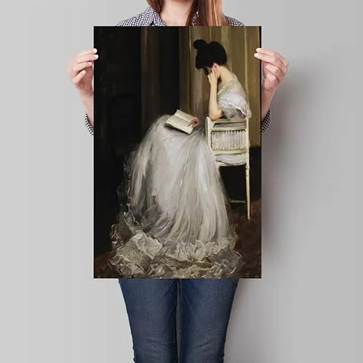 uoyien Vintage French Victorian Wall Art Famous Artwork Woman Reading Portrait Oil Painting Dark Academia Aesthetic Print 19th Century Antique Poster Retro Gallery Bedroom Decor 12x16in Unframed