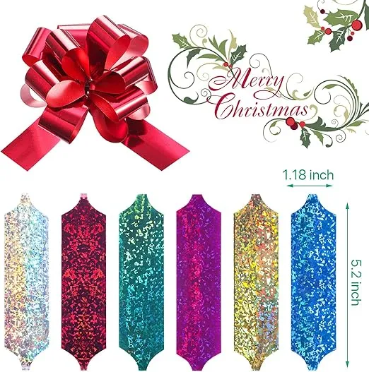 WILLBOND 24 Pieces 4.5 Inches Christmas Pull Bows Bulk for Gift Wrapping Gift Bows with Ribbon for Christmas Basket Holiday Party Favor Decoration