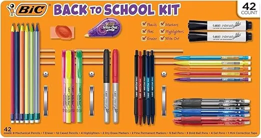 BIC Ultimate Back to School Kit, Assorted School Supplies - 42 Items