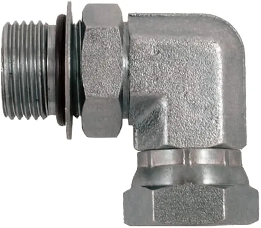 #8 SAE/ORB Male x 1/4" NPSM Female 90 Degree Elbow/Corner Joiner Hydraulic Swivel Adapter Fitting | 6901-08-04