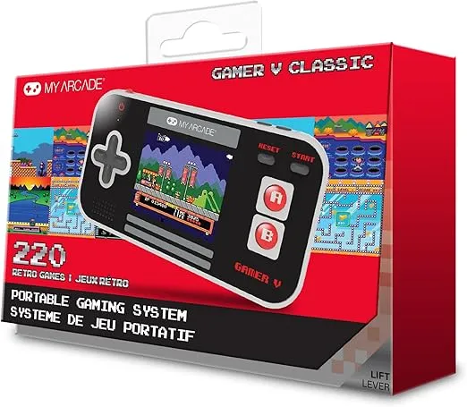 My Arcade Gamer V Classic-Red: Portable Gaming System with 220 Games, 2.5" Color Display, Pocket Size (DGUN-3911),Black