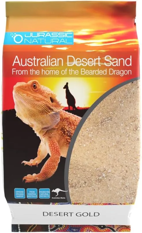 Jurassic Natural Australian Desert Dragon Habitat Substrate for Bearded Dragons and Other Lizards, Gold, 10lb