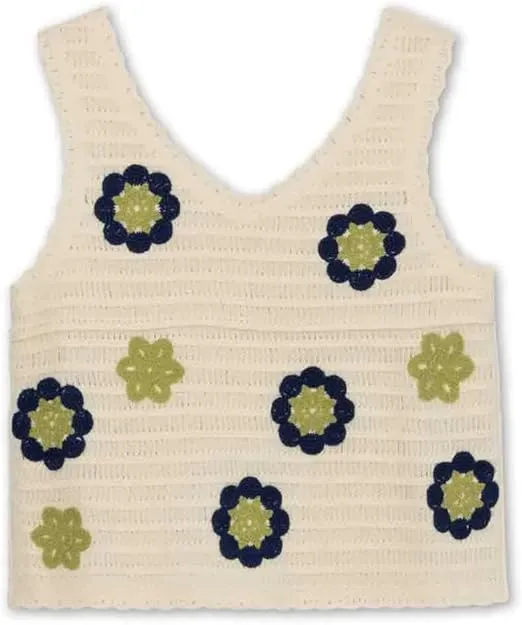 Speechless Girls' Sleeveless Floral Sweater Knit Top