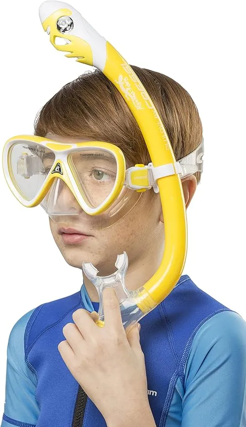 Cressi Snorkeling Silicone Set (mask & Dry Snorkel) for Kids Aged 5 to 15 Year Old - Pegaso & Iguana Dry: Designed in Italy