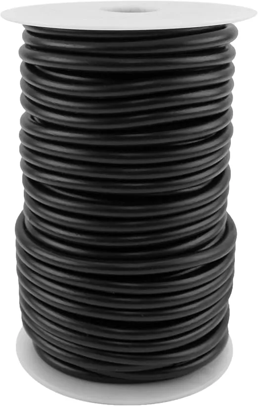 CleverDelights Black Solid Rubber Cord - 10 Feet - 5mm (3/16") Round - Crafts Beading Jewelry Necklaces
