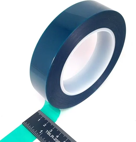 1" Wide High Temp Masking Tape for Powder Coating, Custom Painting, Hydrodip, Sublimation - Green Polyester Silicone Adhesive