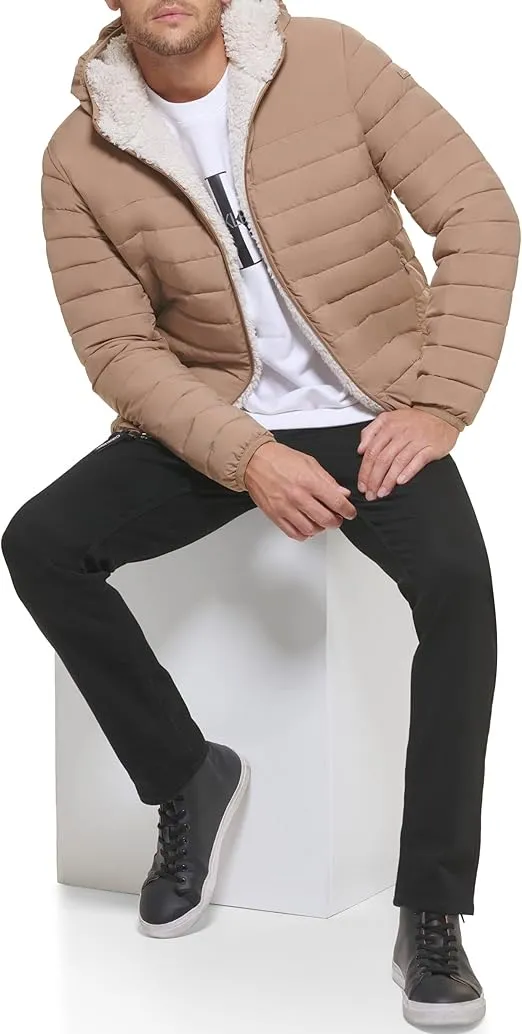 Calvin Klein mens Mid-weight Sherpa Lined Puffer