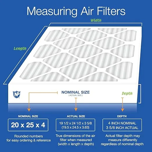 Nordic Pure 20x25x4 (19_1/2 x 24_1/2 x 3_5/8) Pleated MERV 12 Air Filter 1 Pack