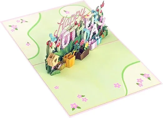 PopLife Happy Mother's Day 3D Pop Up Card - Spring Gardening, Flower Theme Gift - for Mom, Wife, Sister, Grandma, Step-mom, Mother-In-Law