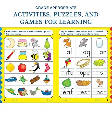 Carson Dellosa First Grade Skills Workbook―Grade 1 Reading, Addition, Subtraction, Graphing, Measuring, Phonics, Writing Skills Practice With Stickers (64 pgs) (Volume 4) (Home Workbooks)