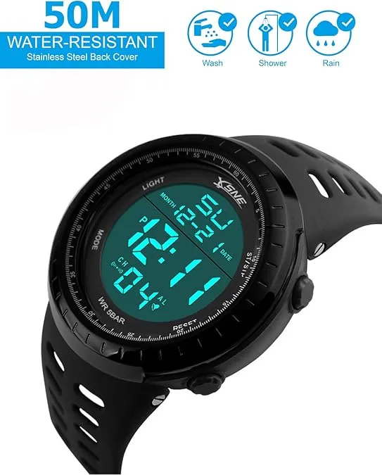 Mens Digital Watch Sports Military Watches Waterproof Outdoor Chronograph Wrist Watches for Men with LED Back Ligh/Alarm/Date Simple Watch 1167