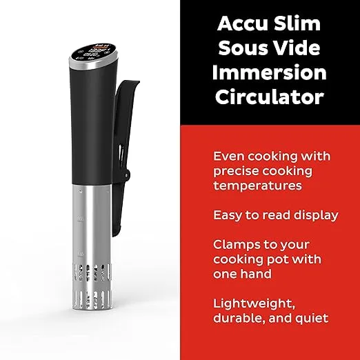 Instant Pot Accu Slim Sous Vide 800W Precision Cooker,Immersion Circulator,Ultra-Quiet Fast-Heating with Big Touchscreen Accurate Temperature and Time Control,Waterproof