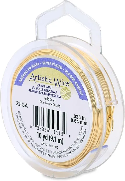 Artistic Wire 22 Gauge Tarnish Resistant Brass Craft Jewelry Wrapping Wire, Gold Color, 15 yd