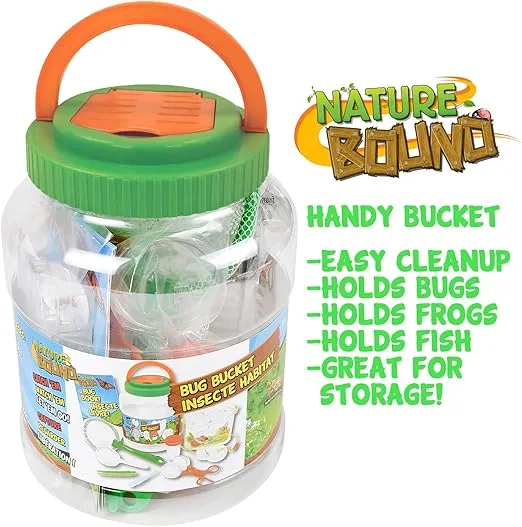 Nature Bound Bug Catcher Kit - 20 Piece Outdoor Exploration Set for Kids - Safe Insect Catch & Release with Bucket, Net, Magnifier & More - Great Gift for Young Explorers (Original Design)