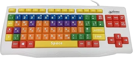 Playlearn Children's Computer USB Keyboard - Upper Case & Lower Case - Color Coded SEN - Splash Proof Casing - Fun to Use Keyboard - Great Learning Tool for Children Using Computers