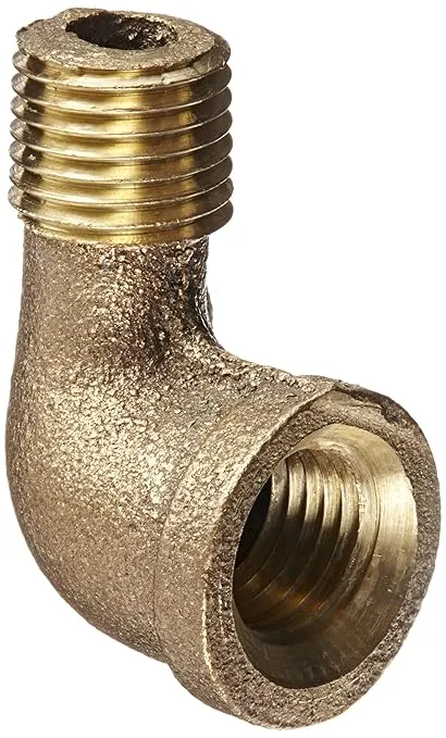 Anderson Metals 38116 Red Brass Pipe Fitting, 90 Degree Street Elbow, 1/4" Female x 1/4" Male