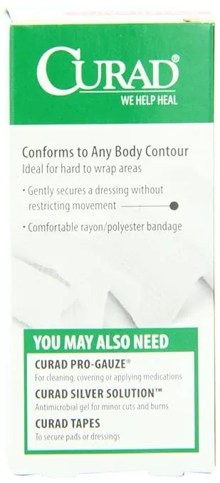 CURAD Cotton Stretch Gauze Bandage Roll, 4-Inch x 4.1-Yard Roll, Box of 1