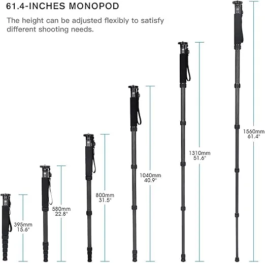SIRUI Camera Monopod P-326 6 Section Carbon Fiber Compact Lightweight Travel Monopod