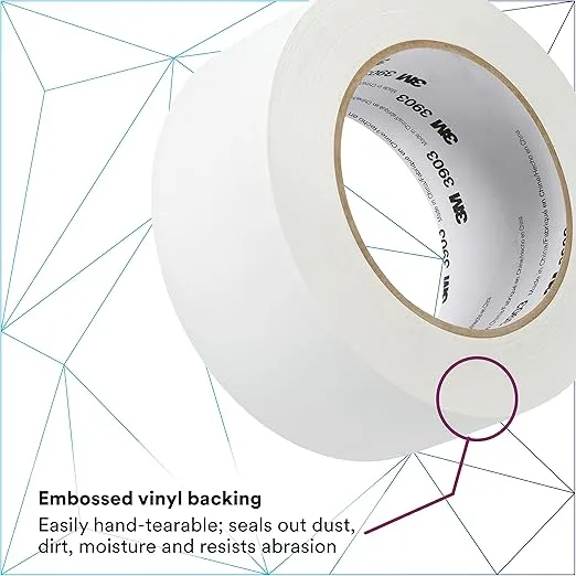 3M T9873903W 2" x 50 yds. White Vinyl Duct Tape 3903, One Size
